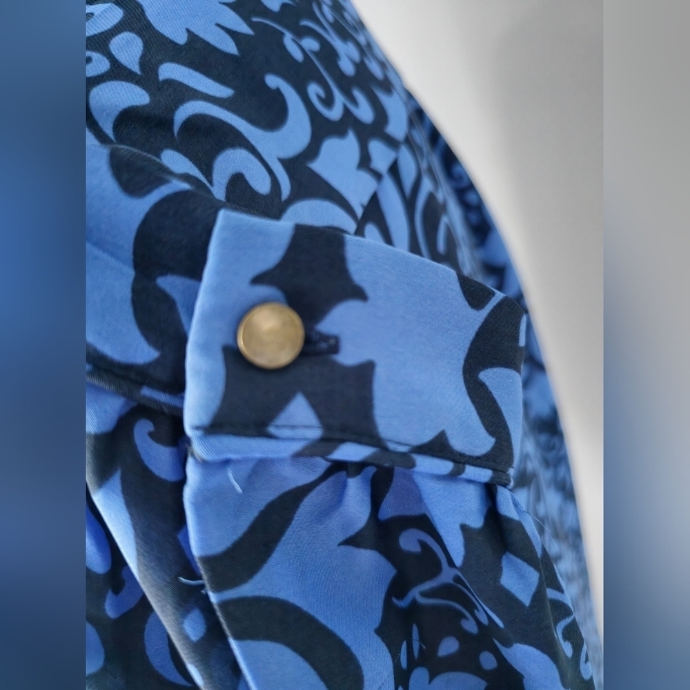 Banana Republic Blue Damask Print Popover Top Blouse Small - Picture 7 of 13